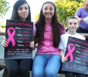 Andrea Hogan, with her children Saoirse and Brian, promoting the Breast Cancer Fundraiser which takes place in McElligott's Ardfert on Friday night. Photo by Dermot Crean