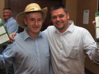 Tim 'Tiger' Slattery and Chris Lynch at the Tom Naughton memorial race night in the Fels Point Hotel on Friday night. Photo by Dermot Crean