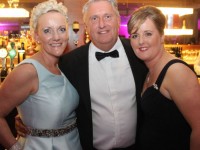 Jill Hannon, birthday boy Oliver Hurley and Michelle Kerins at Oliver Hurley's 50th birthday celebrations at the Fels Point Hotel on Friday night. Photo by Dermot Crean