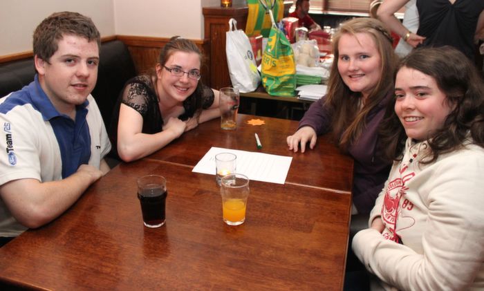 Damian Kissane, Marie O'Carroll, Kathy Stack and Aisling Kelly at the quiz night in aid of the Irish Guide Dogs For the Blind at the Kerins O'Rahilly's Club on Thursday night. Photo by Dermot Crean