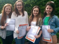 Receiving their Leaving Cert results in Mercy Mounthawk were, from left: Megan Banbry, Kelly Field, Niamh Hurley and Emma Murray. Photo by Gavin O'Connor.