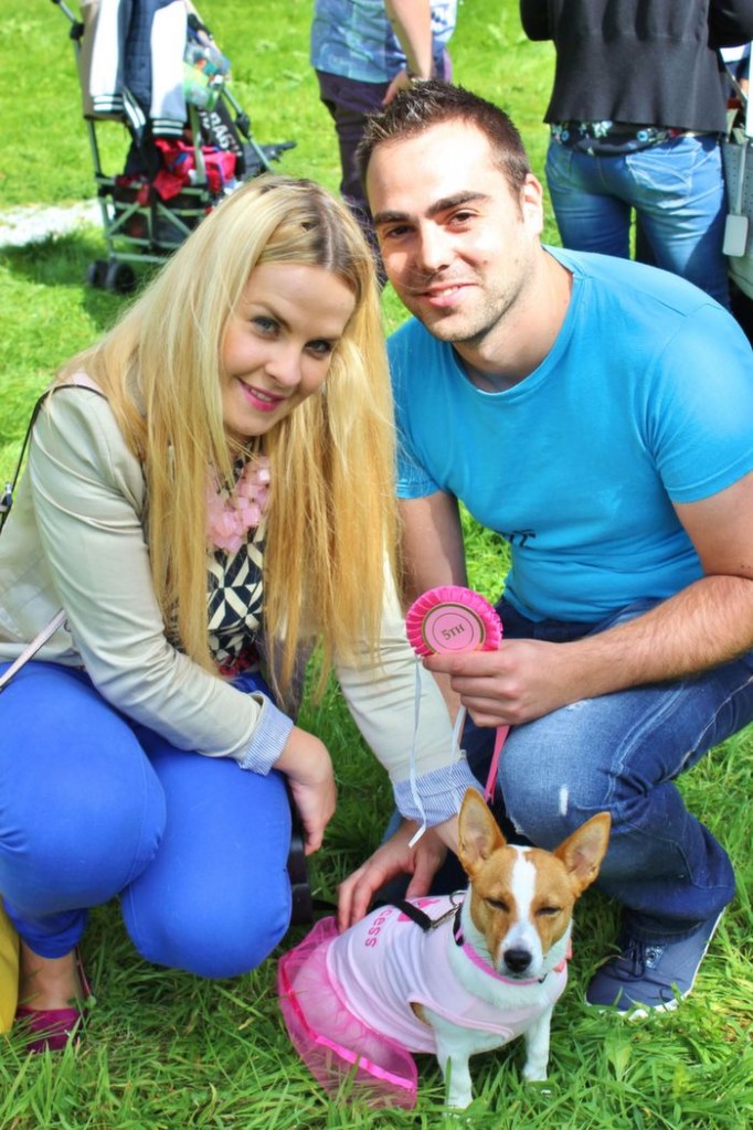 Aiya and Padraig McCoy with 'Snoopy' at the Paws and Tails Dog Show in the Town Park on Monday. Photo by Ryan Higgins