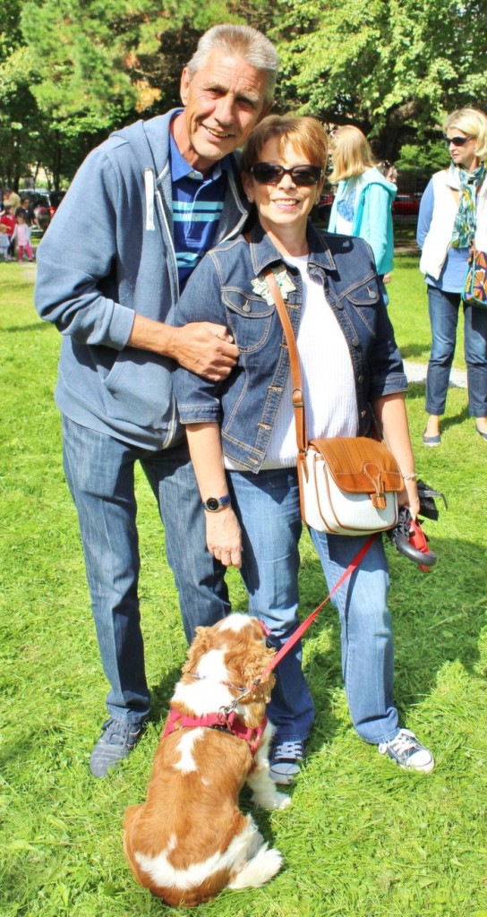 Henry and Linda Lowe with 'Winston' at the Paws and Tails Dog Show in the Town Park on Monday. Photo by Ryan Higgins