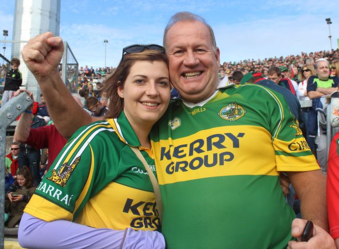 Kerry and John McCarthy, Sneem, at the City End Terrace in the Gaelic Grounds on Saturday. Photo by Dermot Crean