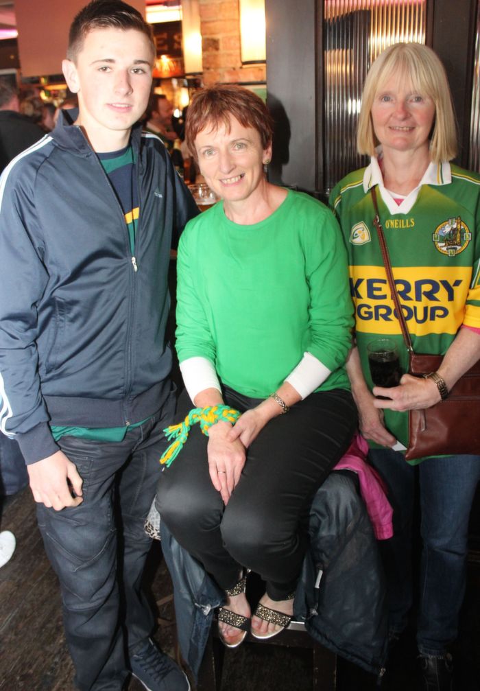 Paul and Mary Kennelly with Joanne Twohig, Moyvane, in The Sin Bin, prior to Saturday's big match. Photo by Dermot Crean