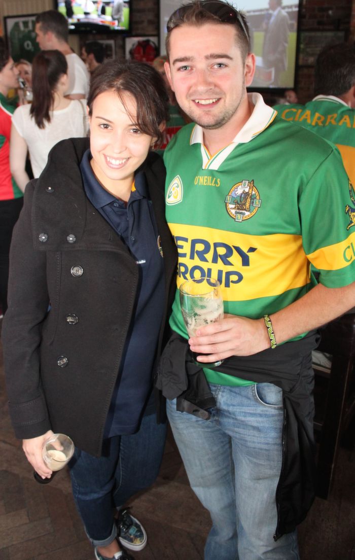 Mariana Rolin and Paudie Brosnan, Killarney, in The Sin Bin, prior to Saturday's big match. Photo by Dermot Crean
