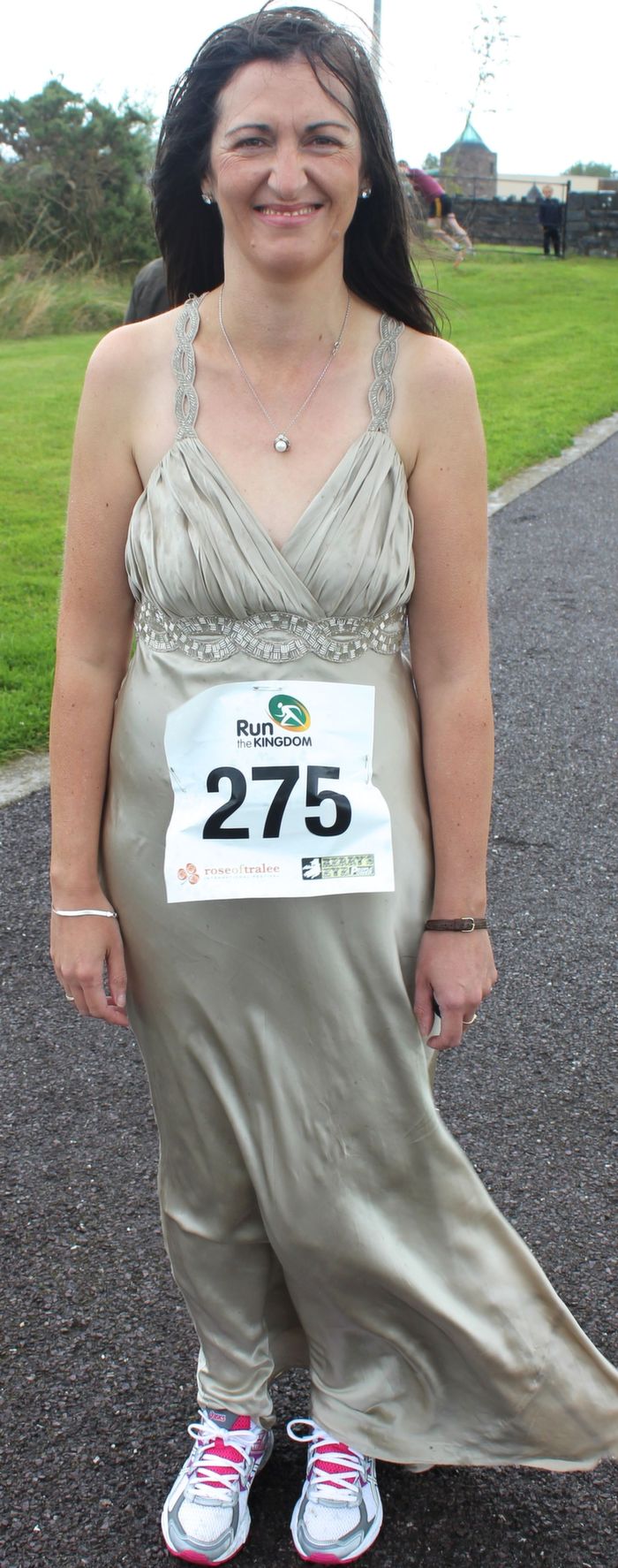 Patricia Hannon, Kilflynn, running as a 'Rose' before the start of the Rose Of Tralee 10k run from Tralee Wetlands on Sunday. Photo by Dermot Crean