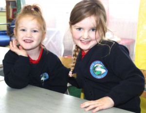 Leah Sutton and Ava Kelliher in Listellick NS on Friday morning. Photo by Dermot Crean
