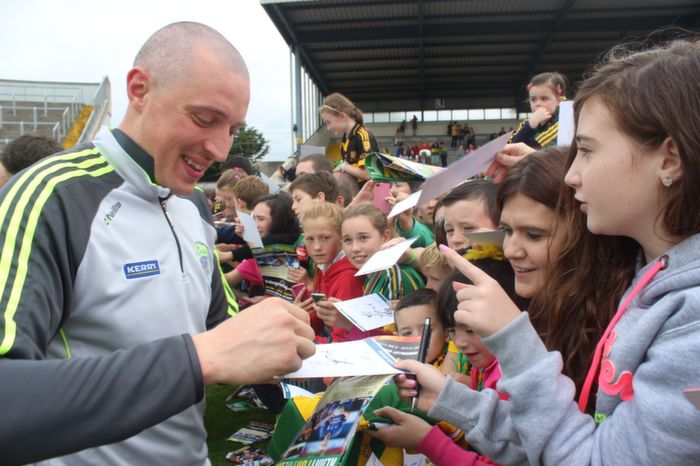 Kieran Donaghy busy signing autographs at the Kerry Supporters Open Day at Fitzgerald Stadium on Saturday. Photo by Dermot Crean