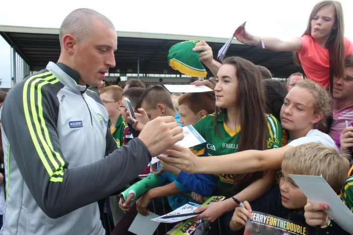 Kieran Donaghy signs autographs at the Kerry Supporters Open Day at Fitzgerald Stadium on Saturday. Photo by Dermot Crean