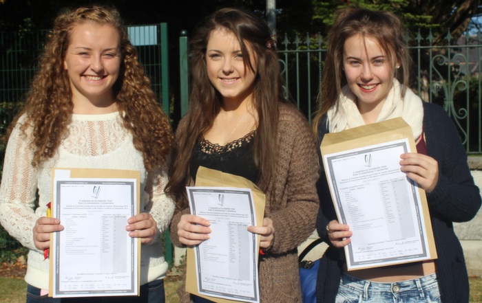Students of Presentation Secondary School who received their Junior Cert results were, from left: Holly Boyd, Clodagh Carey and Rachel Breen. Photo by Gavin O'Connor. 