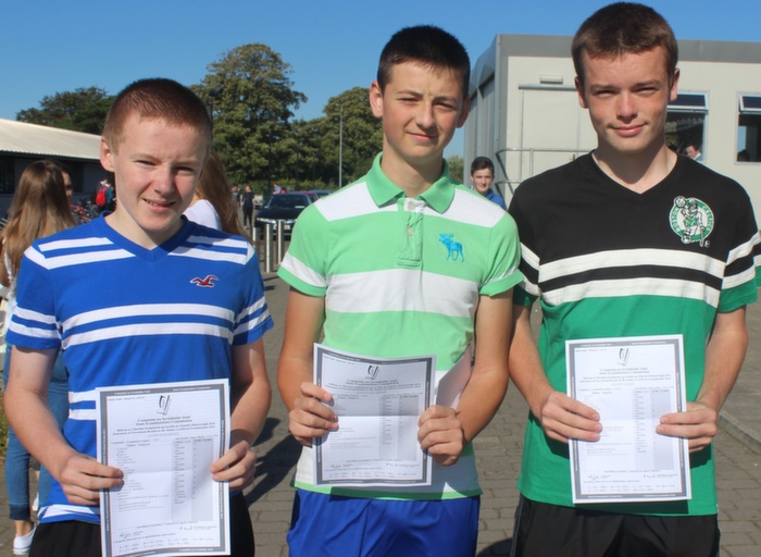 Students of Mercy Mounthawk who received their Junior Cert results were, from left: Patrick Carney, David McCarthy, Robbie Dinan. Photo by Gavin O'Connor.