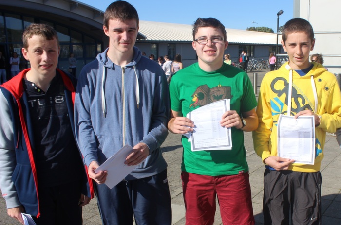 Students of Mercy Mounthawk who received their Junior Cert results were, from left: Cathal Egan, Donna Broderick, Tom Moriarty and Killian Kierney. Photo by Gavin O'Connor.