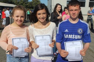 Students of Mercy Mounthawk who received their Junior Cert results were, from left: Ada O'Connor who got 8 A's, Sinead Deasy got 7 A's and Brian  Fox who also got 8 A's. Photo by Gavin O'Connor.