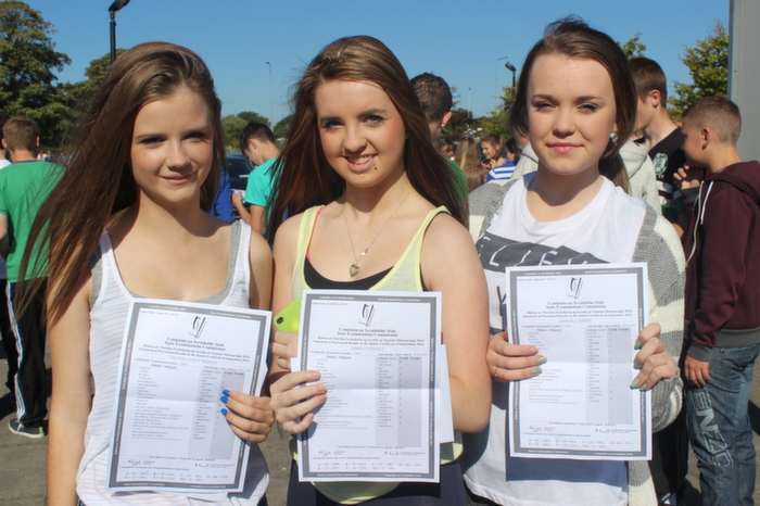 Students of Mercy Mounthawk who received their Junior Cert results were, from left: Victoria Murphy, Emma Connolly and Kim Harris. Photo by Gavin O'Connor.
