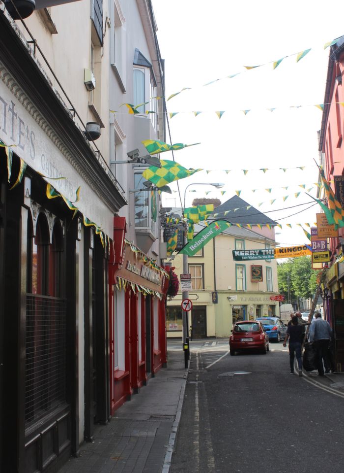 Bunting, banners and flags line both sides of Bridge Street. Photo by Dermot Crean