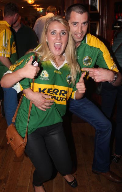Tim Coakley, Scartaglin, and Aoife Murphy, Ballybunion, at the Kerry after-match function in the Ballsbridge Hotel on Sunday night. Photo by Dermot Crean