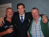 Seamus O’Connor, Valentia, David Moran and Mike Keane at the after-match function in the Ballsbridge Hotel on Sunday night. Photo by Dermot Crean