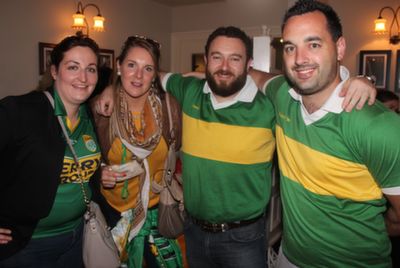 Aoife Dowd, Deirdre O'Connor, Cloghane, Padraig Broderick and Brían McMahon, Listowel, at the Kerry after-match function in the Ballsbridge Hotel on Sunday night. Photo by Dermot Crean