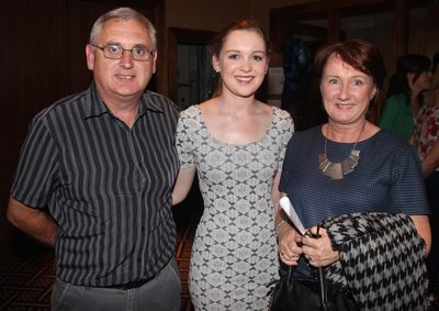 Dermot, Noreen and Claire Sugrue at the 'Kerry GAA Stars Lovely Legs Competition' at the Fels Point Hotel on Saturday night. Photo by Dermot Crean