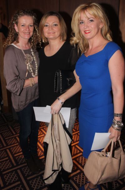 Mags Horgan, Cora O'Brien and Sharon Farrelly, Listowel, at the 'Kerry GAA Stars Lovely Legs Competition' at the Fels Point Hotel on Saturday night. Photo by Dermot Crean