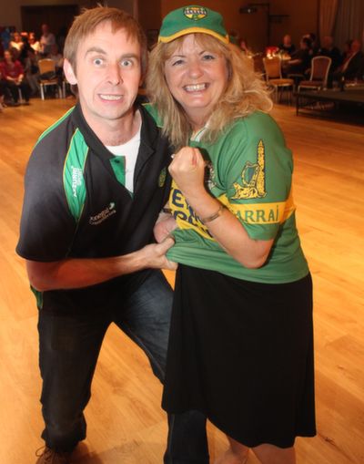 Kevin Barron, Ballyshannon, Co Donegal and Maureen Fleming, Tralee, at the 'Kerry GAA Stars Lovely Legs Competition' at the Fels Point Hotel on Saturday night. Photo by Dermot Crean