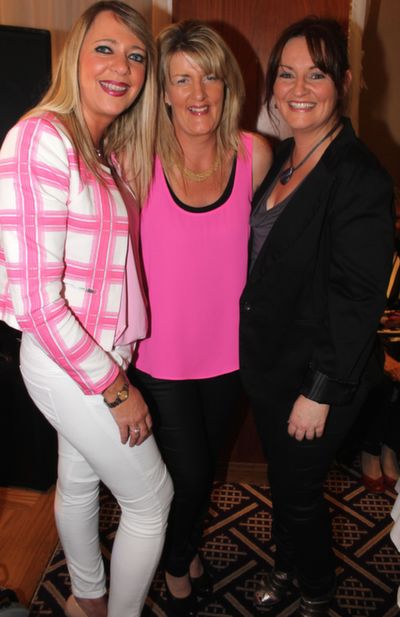 Triona Locke Bowler, Mary Bowler and Marie Maher, at the 'Kerry GAA Stars Lovely Legs Competition' at the Fels Point Hotel on Saturday night. Photo by Dermot Crean