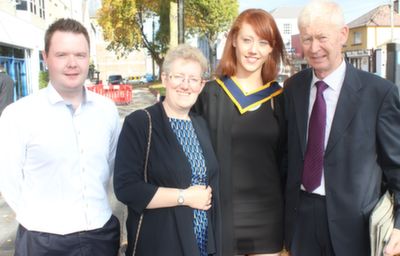 Orla Moroney, Clare, graduated Health and Leasure. From left, Brian Williams, Mary, Orla and Micheal Moroney. Photo by Gavin O’Connor.