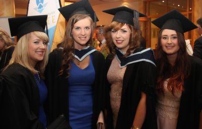 Anita Sheahan, Boherbue, Elaine Carroll, Sixmilebridge, Clare, Joanne Moynihan, Killarney who all received Bachelor of Arts in Early Childhood Care and Education degress and Carmel Drumm, Boherbue, Bachelor of Arts in Social Care, at the ITT graduation ceremony in The Brandon Hotel on Friday morning. Photo by Dermot Crean