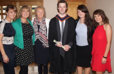 Gemma, Ellen, Catherine, Danielle and Denise Doyle from Beaufort with John Doyle who graduated Agricultural Engineering. Photo by Gavin O'Connor. 