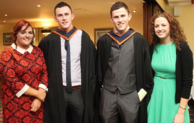 Brothers, Dennis and Jeremy Toomey, Cork, both graduated Renewable Energy with, Emer Ryan and Julie Toomey. Photo by Gavin O'Connor. 