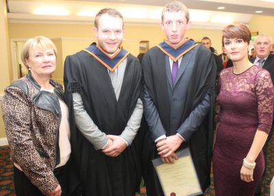 Sean Leary, Rathmore and Damian Gurnett, Tralee who graduated Renewable Energy with Margaret and Fidelma Gurnett. Photo by Gavin O'Connor.