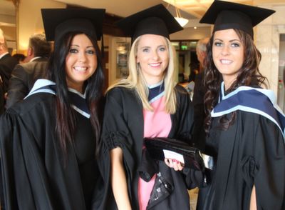 Laura Mullane, Limerick, Shauna Kelly, Ballymac and  Christine Collins, Gneeveguilla, who all qualified in Early Childcare and Education at the IT Tralee graduation ceremony on Friday. Photo by Dermot Crean