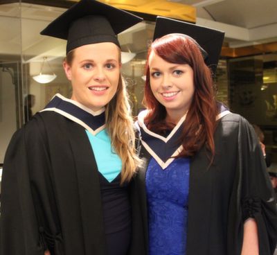 Louise O'Donovan, Tralee, andMarion O'Keeffe, Keeffe, Abbeyfeale, Bachelor of Honours in Business Studies at the IT Tralee graduation ceremony on Friday. Photo by Dermot Crean