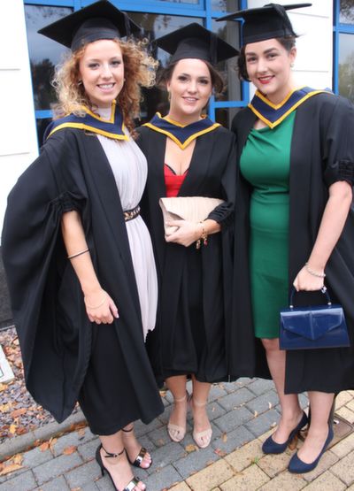 Amy O'Connor, Ardnacrusha, Clare, Emer Ryan, Herberstown, Limerick and Maura Dineen, Tralee, who all qualified in General Nursing at the ITT graduation ceremony in The Brandon Hotel on Friday morning. Photo by Dermot Crean