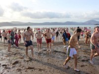 The dippers emerging from the sea  at the Christmas Day Swim in Fenit. Photo by Dermot Crean