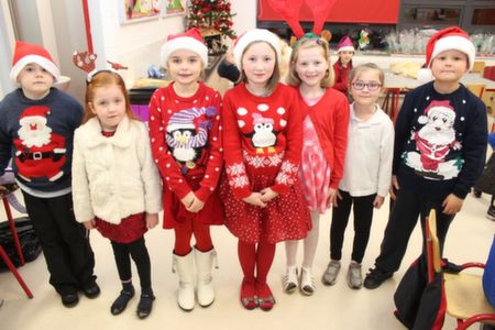 Pupils who performed in the Scoil Eoin Christmas concert were, from left: Eric Fitzgerald, Rebecca O'Brien, Olivia Siergiej, Sophie Duggen, Isabelle Dillon, Erin O'Sullivan and Matuaz Talga. Photo by Gavin O'Connor. 