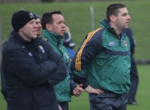 Kerry legends, Seamus Moynihan and Darragh O'Shea watch on as Kerry lose to IT Tralee. Photo by Dermot Crean.