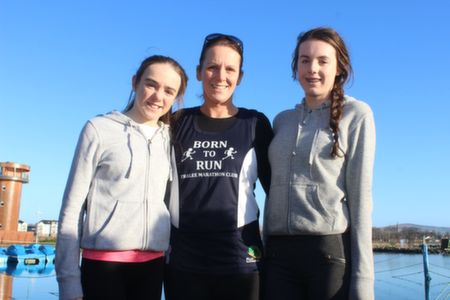 Tara, Bridget and Clodagh Moore before the start of the Tralee Musical Society 5k Run from Tralee Wetlands on Sunday morning. Photo by Dermot Crean