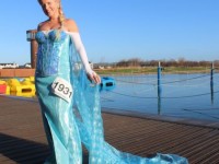 'Elsa' aka Marilyn O'Shea before the start of the Tralee Musical Society 5k Run from Tralee Wetlands on Sunday morning. Photo by Dermot Crean
