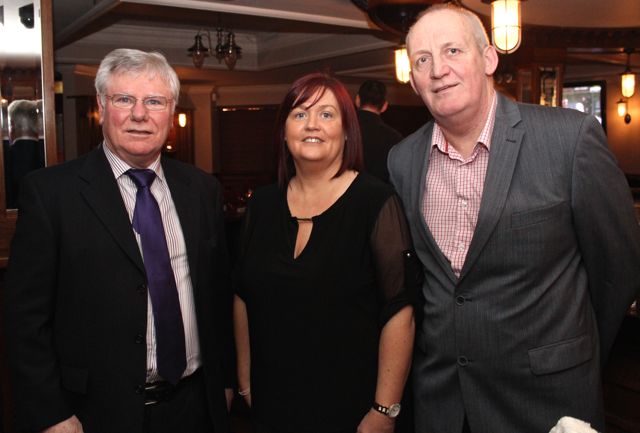 John Crean, Margaret Brick and Sean Kissane at the Kerins O'Rahilly's GAA Club Social at the clubhouse on Saturday night. Photo by Dermot Crean