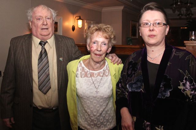 Danny, Tess and Sandy Leane at the Kerins O'Rahilly's GAA Club Social at the clubhouse on Saturday night. Photo by Dermot Crean