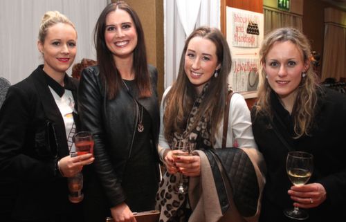 Louise Quill, Olivia Walsh, Orla O'Shea and Niamh O'Reilly at the 'Dress Haven' fundraiser in aid of Recovery Haven in the Fels Point Hotel on Saturday night. Photo by Dermot Crean