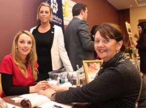 At Business Expo 2015 in the Fels Point Hotel were, from left: Mona O'Donoghue, Denise O'Riordan  and Helen O'Mahony. Photo by Gavin O'Connor.