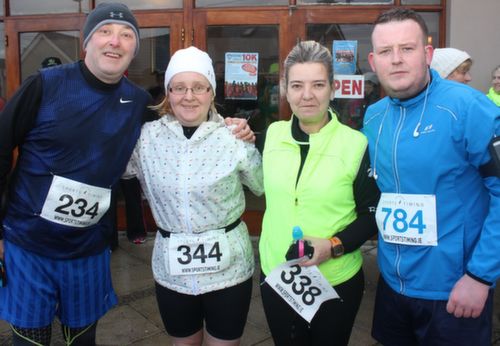 Conor Cusack, Ann O'Shea, Kerry O'Mahony and Tommy Leahy at the start of the Kerins O'Rahilly's GAA 10k Run on Sunday. Photo by Dermot Crean