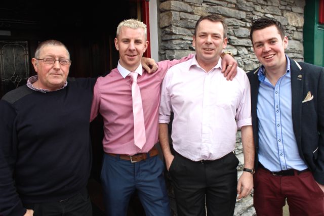 Enjoying the Cheltenham Festival at the Castle Bar were, from left: Francie O'Shea, Darren Kane, Timmy Sugrue and Martin Hobbert. Photo by Gavin O'Connor.