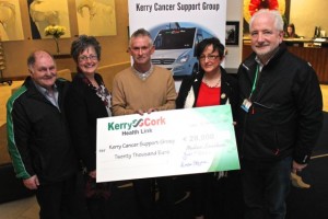 At the cheque handover of €20,000 to Kerry Cancer Link Bus were, from left:  . Photo by Gavin O'Connor.