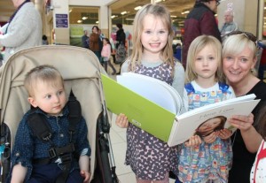 Barra, Eve and Clodagh Culloty with Aine Lambe at the Kerry launch of 'Here I Am' on Saturday in the Manor West Retail Park. Photo by Dermot Crean