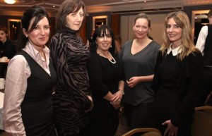 Sheila O'Mahony, Maria Clifford, Teresa Walker, Gráinne Stack and Martha Farrell at the 'Agents of Change-Empowering Women through Education' event last night, at the Ballygarry House Hotel and Spa. Photo by Dermot Crean