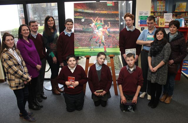 Some students and staff of St Ita's and St Joesph's with the "Opening the floodgates" were, from left, front: Dylan Keane, Breda Quilligan and Jason O'Sullivan. Back: Maria Doyle, Gillian Moriarty, Dylan Hyde, Olivia Walsh, Conor Griffin, Rory Broadberry, Cian Begley, Eileen Corridon and Deirdre O'Connor. Photo by Gavin O'Connor.  